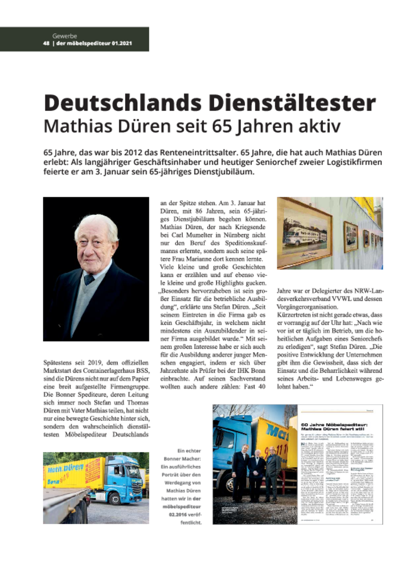 Deutschlands Dienstältester Mathias Düren