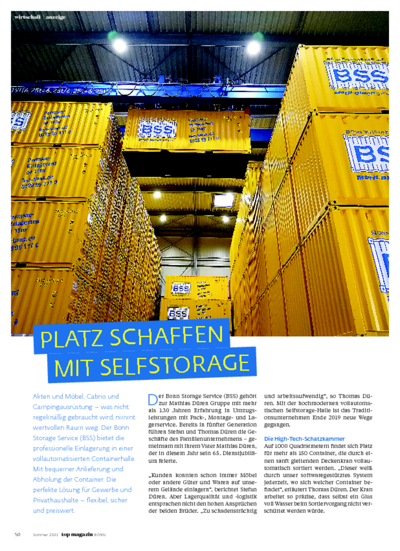 Seitenauszug über Bonn Storage Service