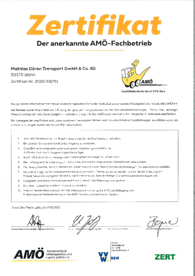 Amoe Zertifikat 2022